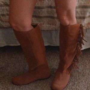 Xhilaration Swedelike Boots with Fringe (size 8.5)